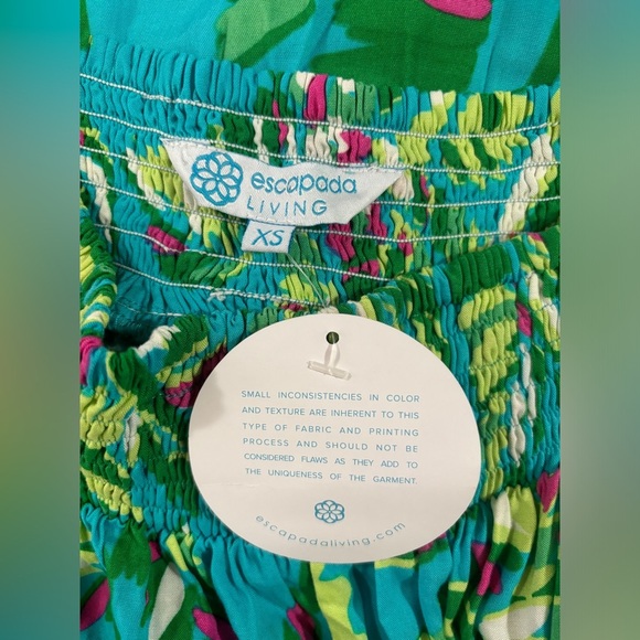 NWT Escapada Living Multi Tropical Tasseled Off The Shoulder Kaftan Dress XS - Picture 5 of 8